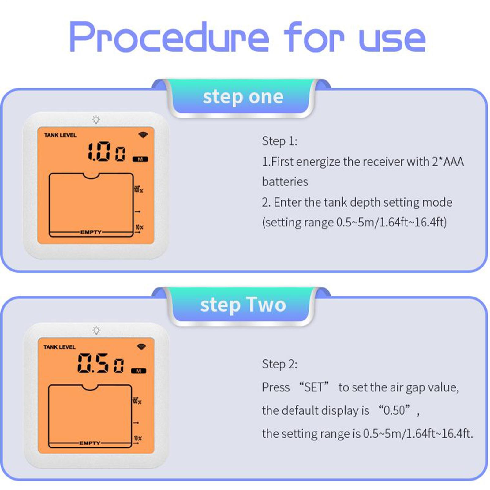 

Water Tank Level Monitor Ultrasonic Water Level Indicator Detector Digital Display Multifunctional Meter for Gauge Capacity Tank CN