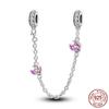 Breloque Chaîne de Sécurité Étoiles et Lune Trèfle à Quatre Feuilles en Cuivre pour Bracelet Authentique DoItYourself Bijoux Cadeaux