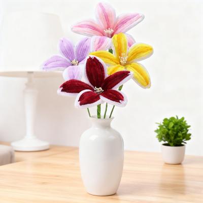 Finished Pipe Cleaner Flower Stem Lily Flower Craft Handmade Long Preserved Fake Flowers Gift