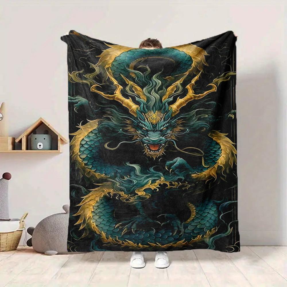 1PC Dragon Print Print Blanket, Soft Throw Blanket - Warm & Cozy for Couch, Bed, Office, and Travel yy250912194