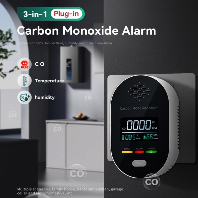 High Sensitivity Carbon Monoxide Alarm Integrated Temperature Moisture Sensors And 85dB Alerts System for Home Office