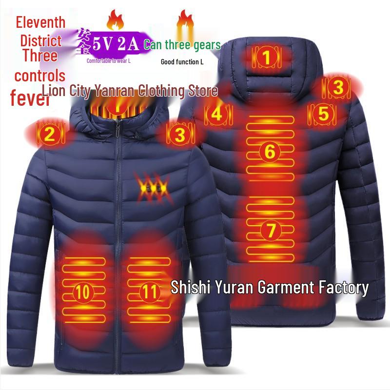 Dual-Control Hooded Heated Jacket with Three-Speed Intelligent Temperature Heating