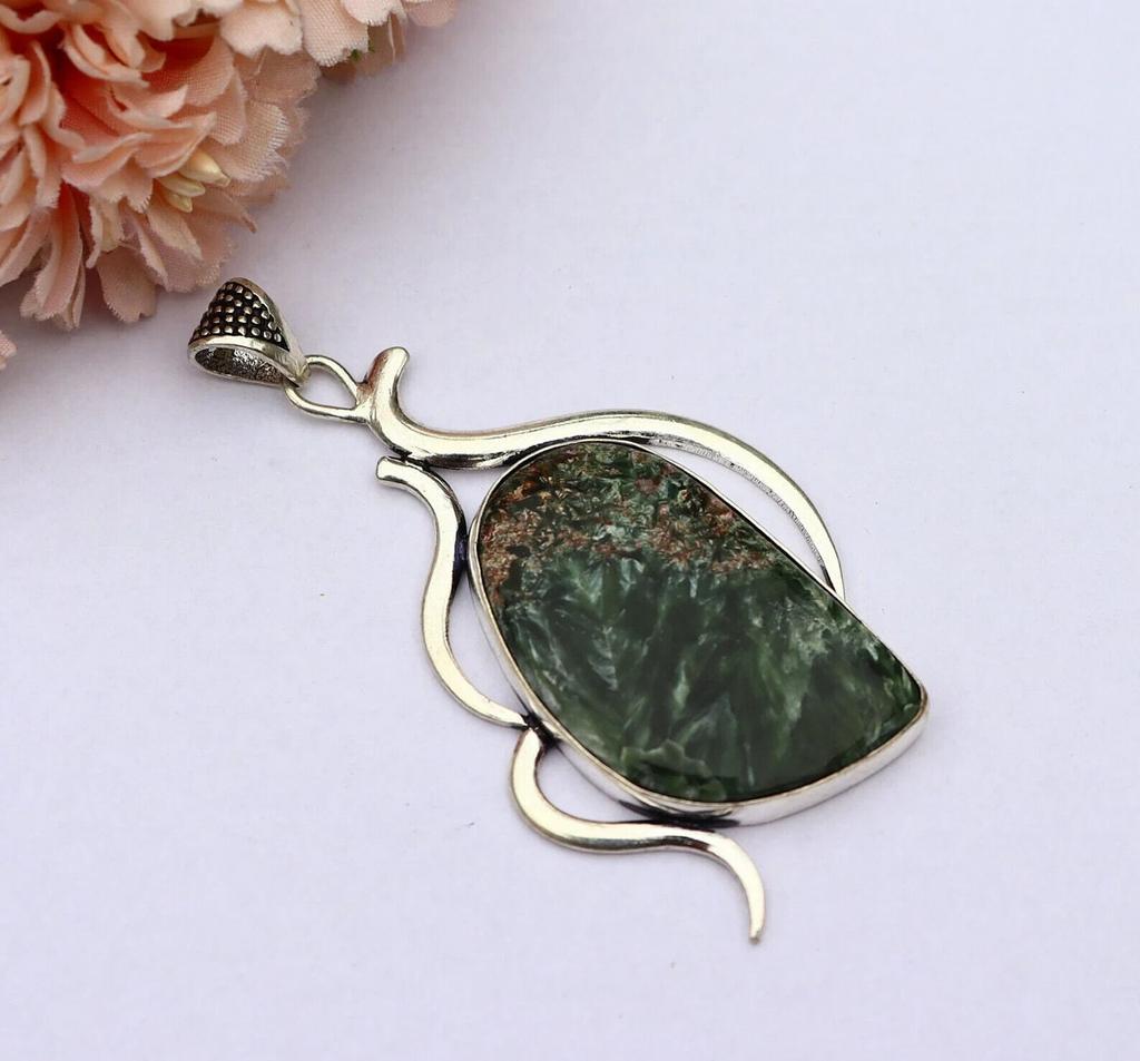 Seraphinite Pendant/ Seraphinite Necklace/ Green Seraphinite Pendant