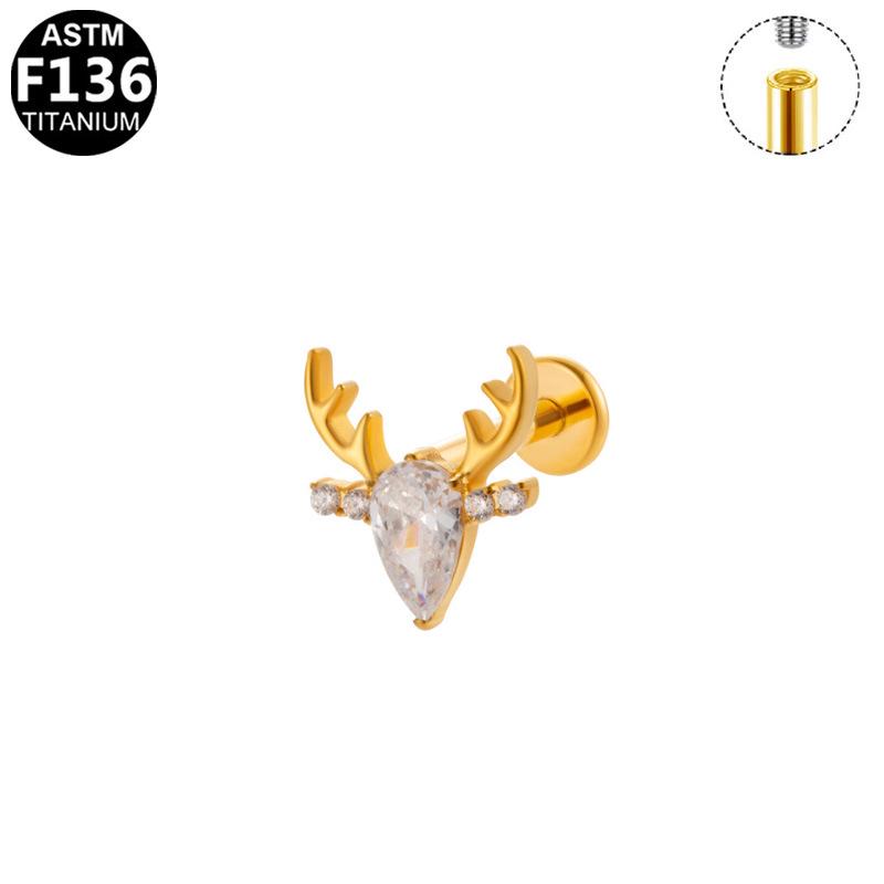Polaris Titan Elchknorpel & Lippenstecker Ohrringe, G23 Innengewinde Piercingschmuck