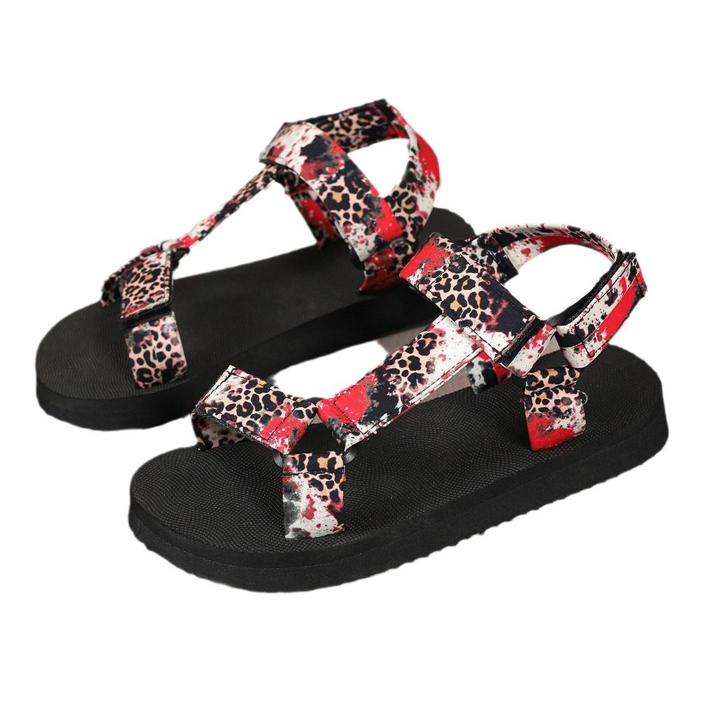Large Size Sandals  Summer New Thick-soled Color Matching Velcro European and American Famous Style Beach Sandals Women