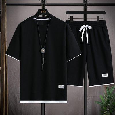Men's Waffle Short-Sleeve Summer Sports Shirt & Shorts Set