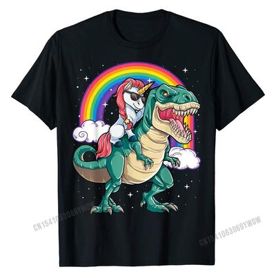 Unicorn Riding T Rex Shirt Dinosaur Boys Girls Kids Gift Unisex T-Shirt Special Unisex T Shirts Summer Tees Cotton Design