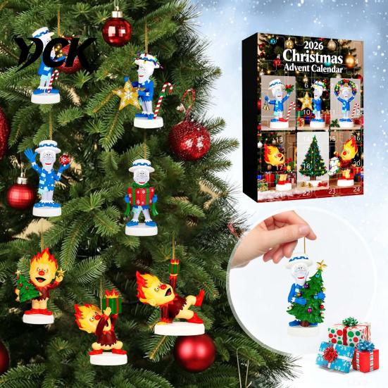Holiday Gift Boxes Christmas Advent Calendar 2026, 24-Day Surprise Countdown with 24 for Kids Acrylic Pendants, Anime Themed Collectible Gifts