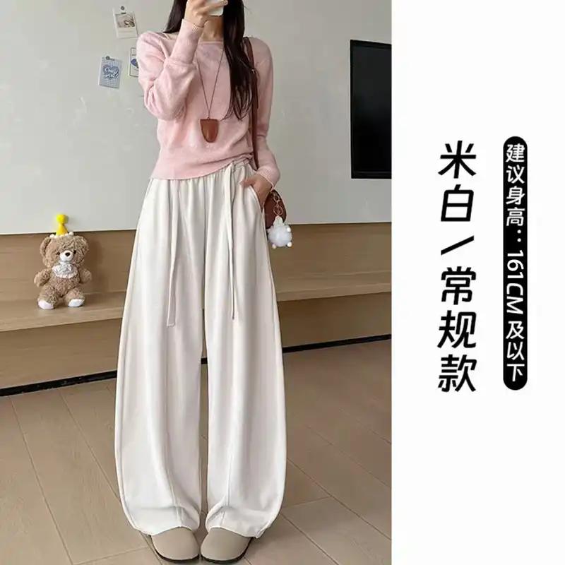 2025 Autumn Winter New European Cotton Wool High-waist Wide-leg Pants Slim Casual Pants
