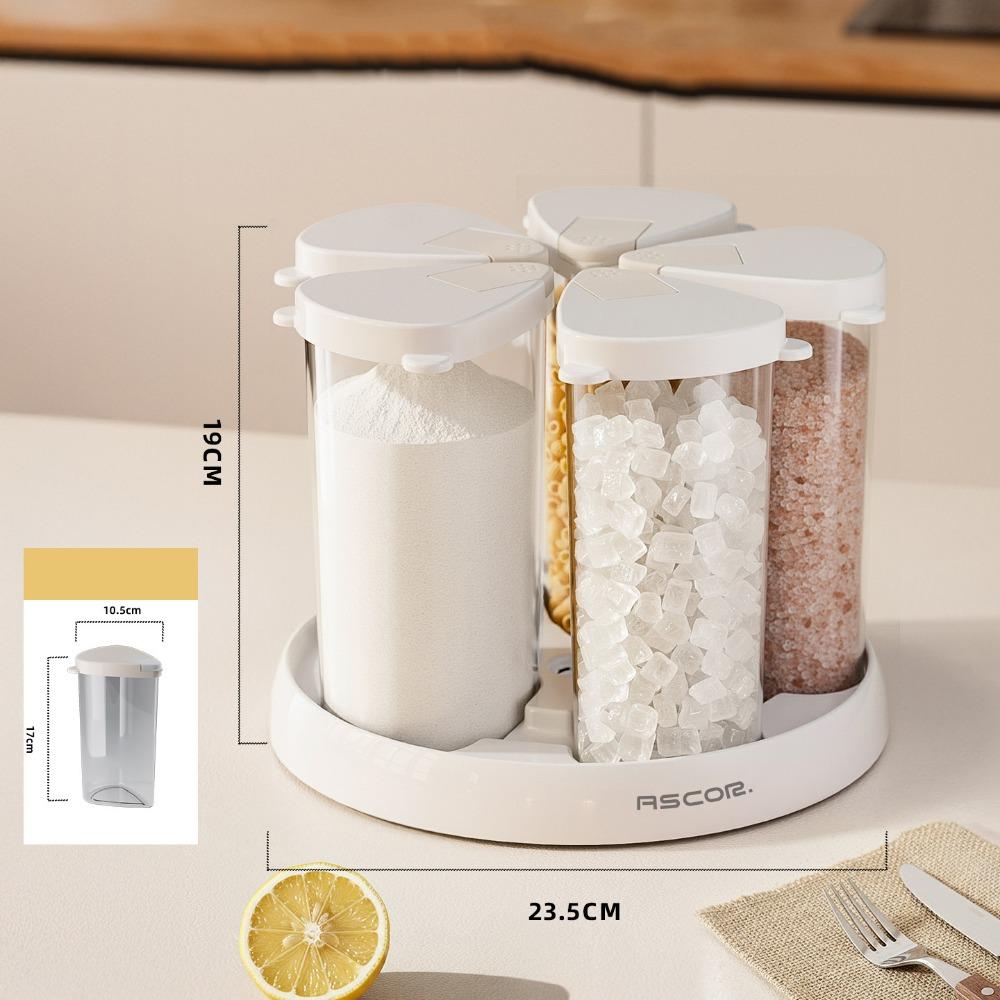 Transparent 6-Grid Storage Container Rotating Cereal Organizer New Grain Dispenser  Food Storage