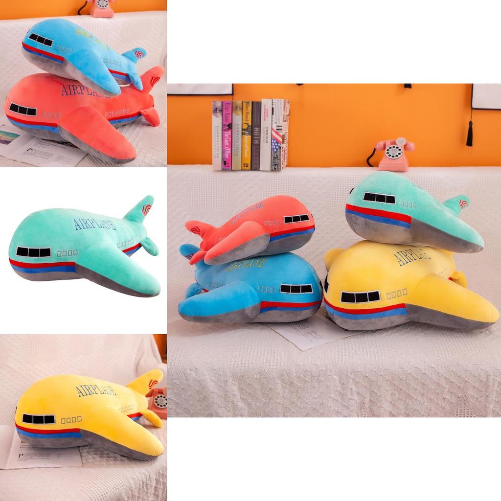 Plush Airplane Toy Soft Crystal Fabric Stuffed Toy Cartoon Airplane Pillow