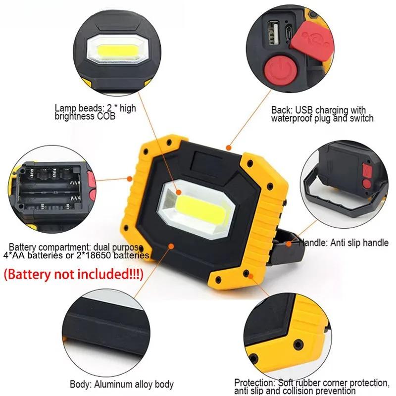 Multi-functional Portable USB Charging Floodlight LED Working Light Emergency Night Market Light