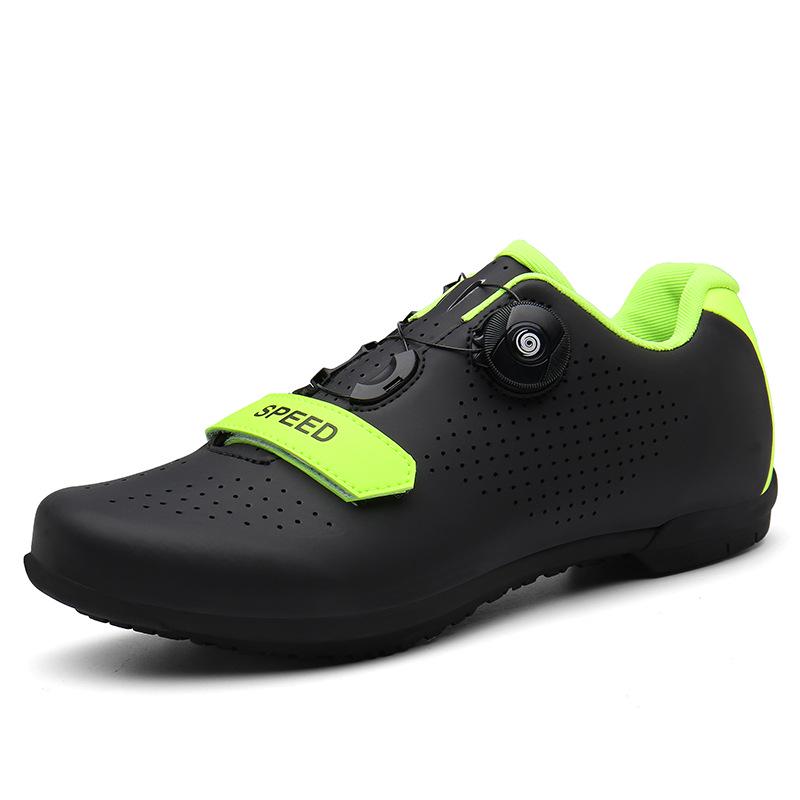 QX889 Cycling Shoes With Unlocked Rubber Sole Rotating Buttons Men's Women's Low Top Large Size Leather Surface Breathable Holes