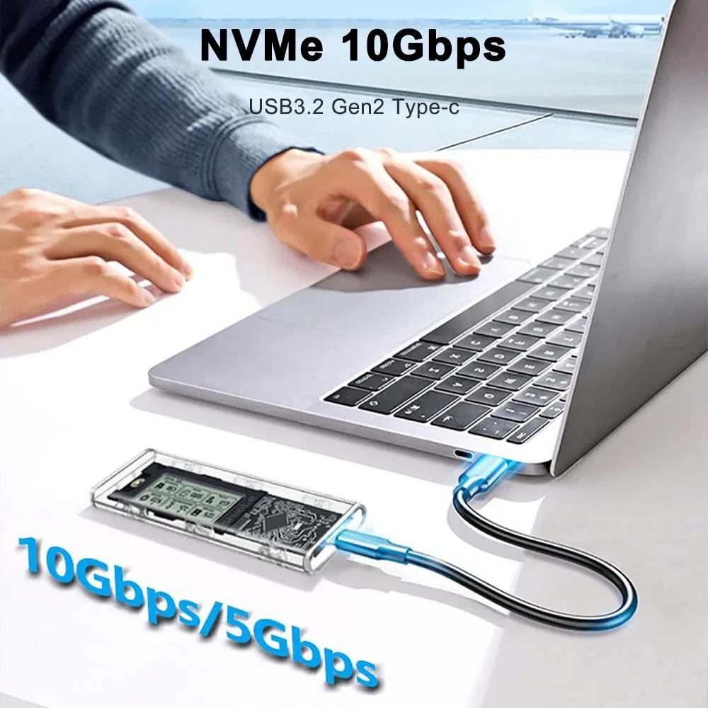 Carcasă SSD M.2 NVME SATA Carcasă SSD Fără Unelte 10Gbps M.2 la USB 3.2 Gen2 Afișaj Digital Inteligent Adaptor SSD M.2 Extern