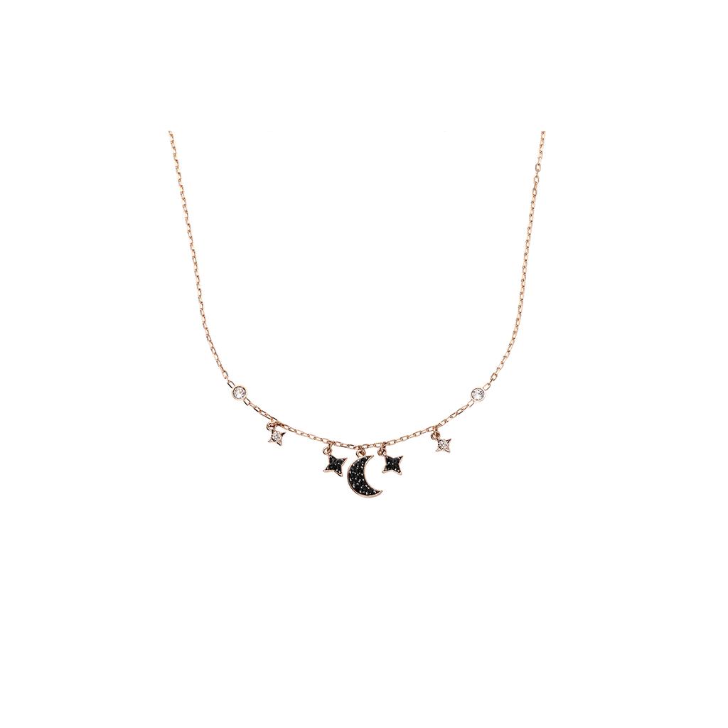 Swarovski Symbolica Faux Crystal Stone, Rose Gold Tone Plated Necklaces Womens Black