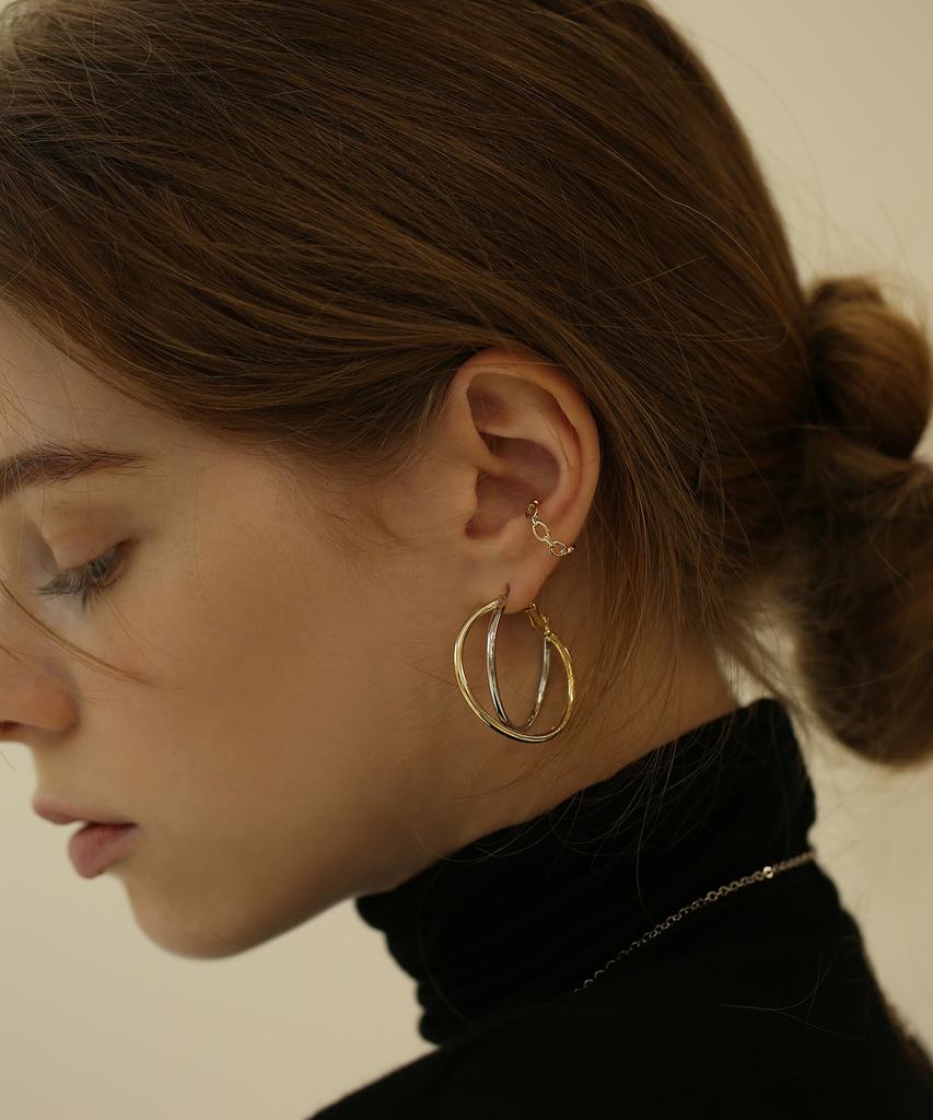 Lazydawn Two-Tone Layered Earring E009