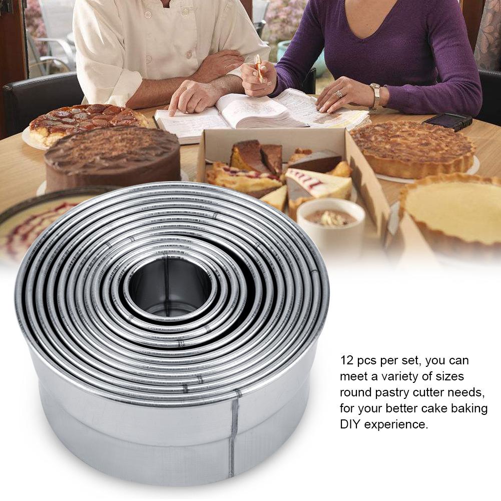 12 Stück Runde Ausstecher aus Edelstahl Backteig für Gebäck Mousse-Kuchen Pizza mit Premium Rostfreiem Zylindrischem Design
