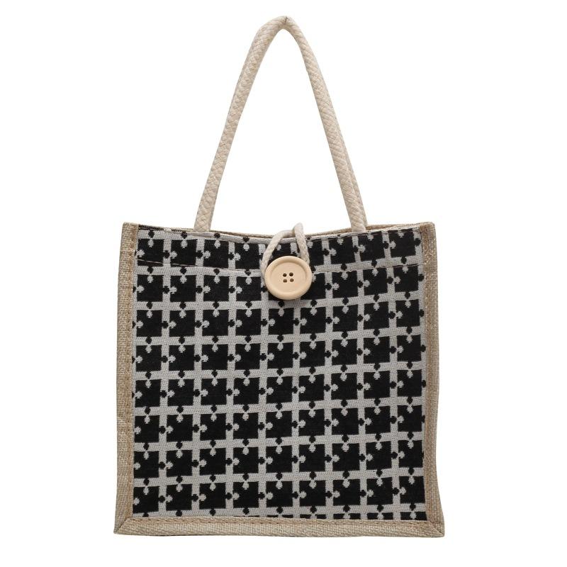 Neue Sommer-Leinentasche für Frauen zum Arbeiten und Tragen einer Lunchbox für modische Leinenhandtaschen