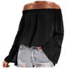 Fashion Flared Long-sleeved Chiffon Off-the-shoulder Neckline Hollow Loose Top