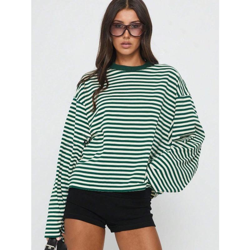 IHUASU Women's Fashion Casual O-Neck Long Sleeve Blouses & Shirts