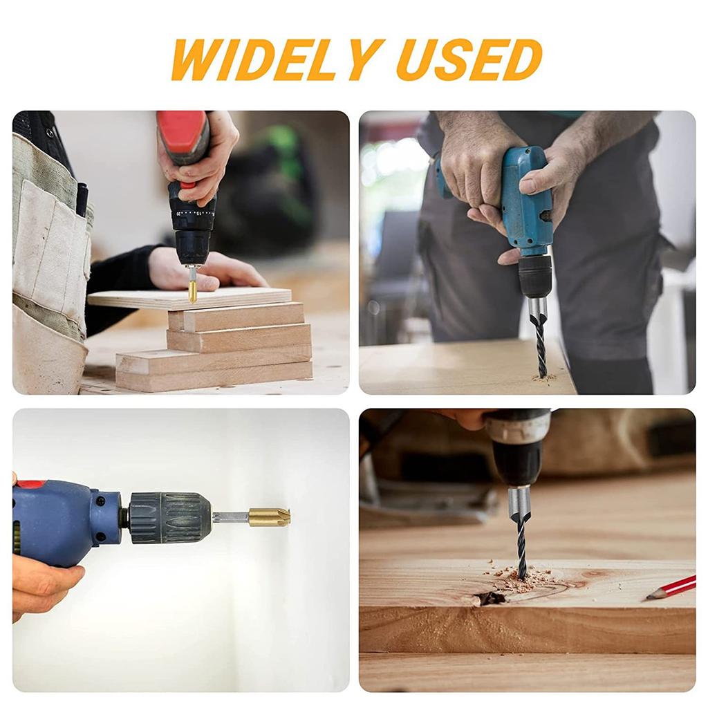 26pcs Woodworking Chamfer Drilling Tools Kit High-speed Steel Multiple Sizes Drill Bit For Wood Metal Plastic