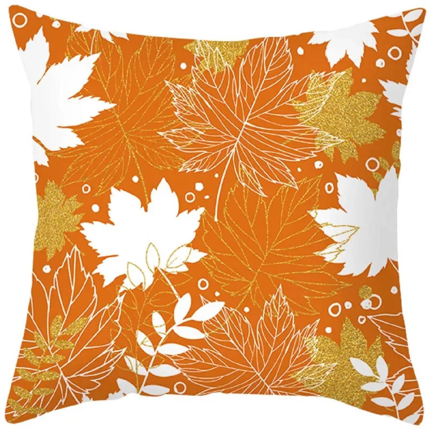 Autumn Maple Leaf Pumpkin Pillow Case  Thanksgiving Day Decoration Pillowcase Fall Maple Leaf Pumpkin Pillow Case ,(1) 30x30cm