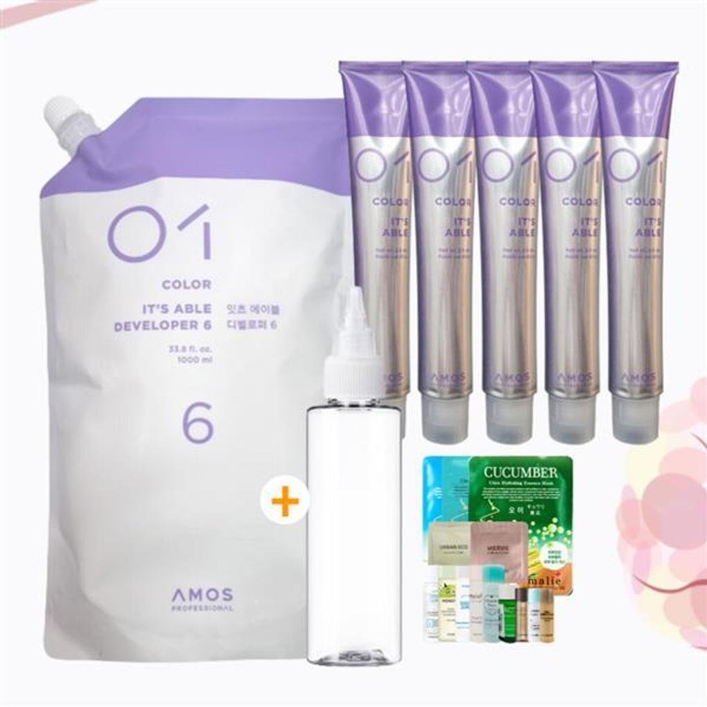 Amos It's Able Hair Dye 5 X + Developer (Oxidation/Bleaching) + 80 Containers + 1 Random
