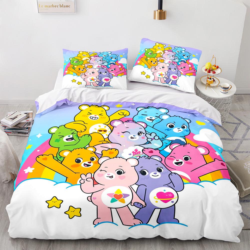 

Мультяшный Аниме Набор Пододеяльника Care Bears Каваий Carebears Покрывало Наволочки Комплект Детского Постельного Белья Декор Полный Размер Королевы Королевский Размер EU Twin 135x200cm