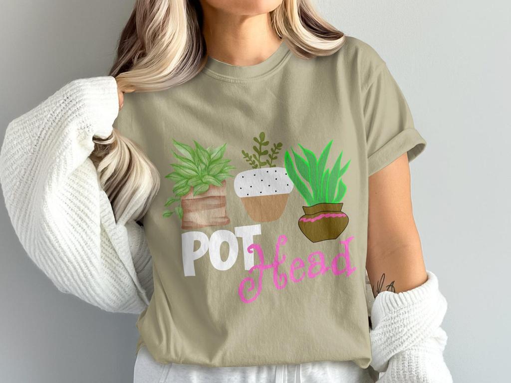 Plant Head T Shirt, Potted Plants Botanical Apparel, Houseplant Lover Gift