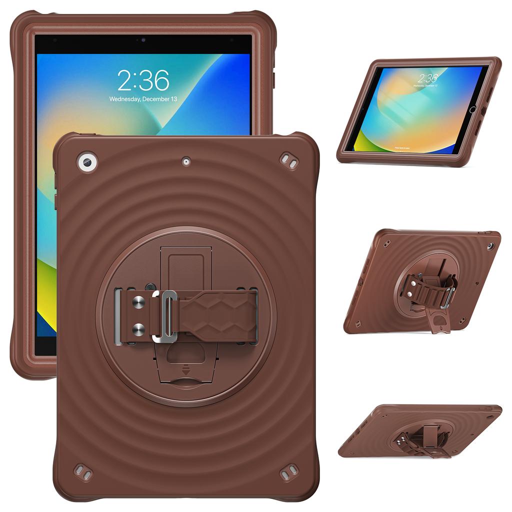 For iPad 10.2 (2021)/(2020)/(2019) Case Hand Strap Kickstand TPU+PC+Silicone Tablet Cover