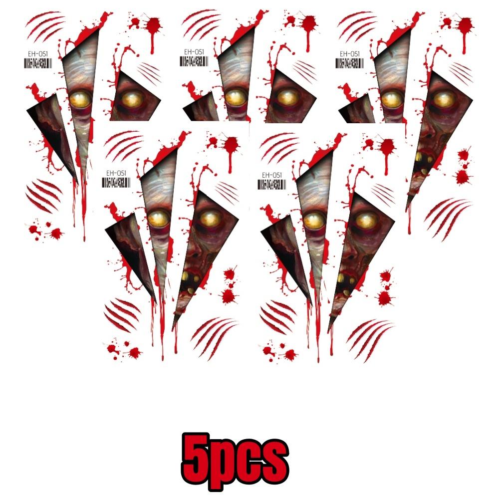 20pcs Realistic Halloween Fake Temporary Tattoos Sticker Wound Stitches Waterproof Stickers Scary Ghosts Prank Body Makeup Decor