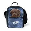 Classic Crossbody Denim pocket Cute Cat Dog Lunchbox Thermal insulation Food Lunch Bag 3D Printed Insulated Handbags Ice Bags
