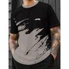 Fashionable and minimalist men's T-shirt with striped printed short sleeved shirt, oversized top for summer