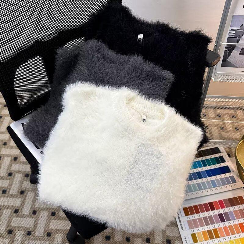 Męski Retro Puszysty Sweter z Wysokim Dekoltem - Jesień/Zima Casual Luźny Dzianina