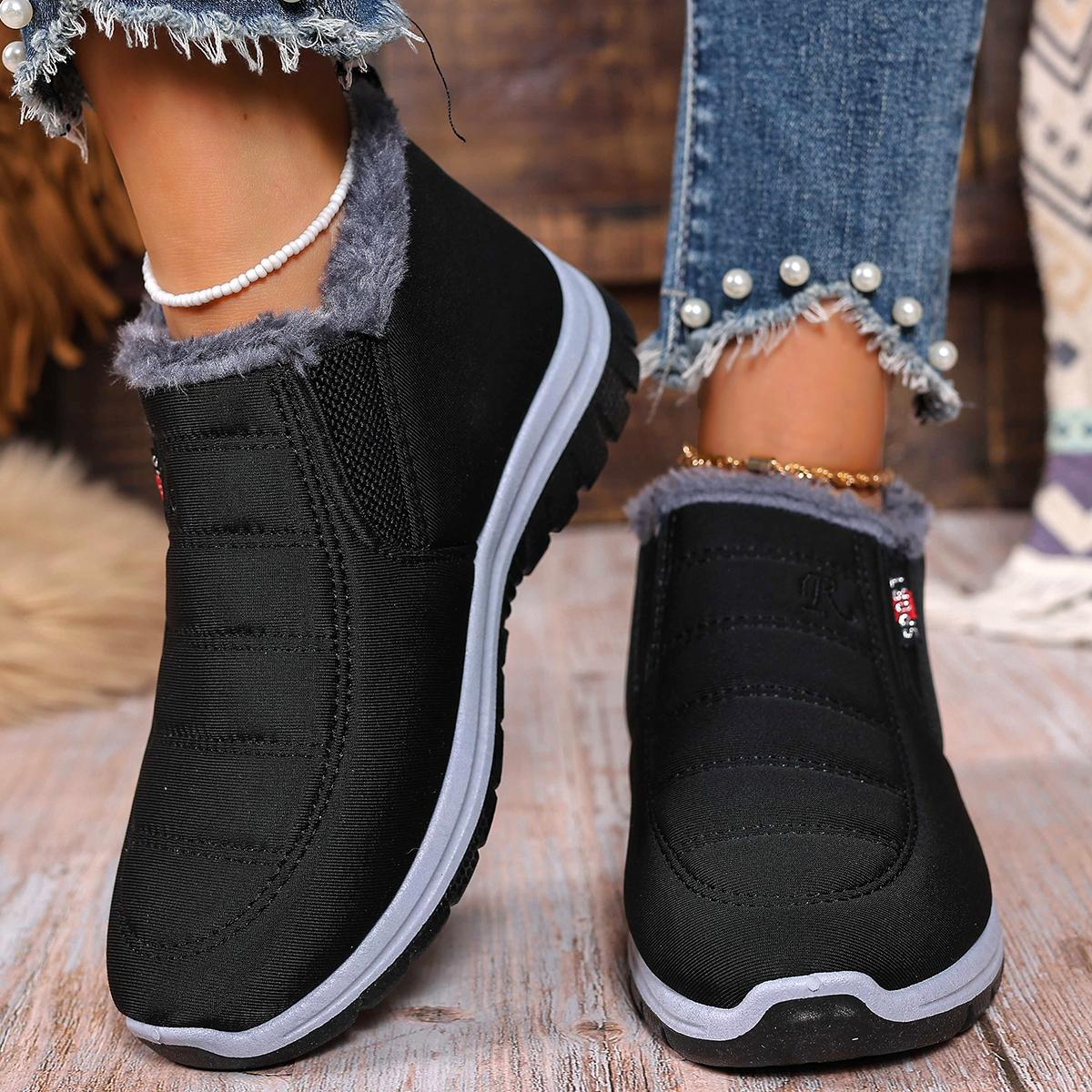 

Women Snow Boots New Trend Winter Ankle Low Heels Boots Thickened Fluff Comfortable Shoes Women Outdoor Lightweight Boots 36
