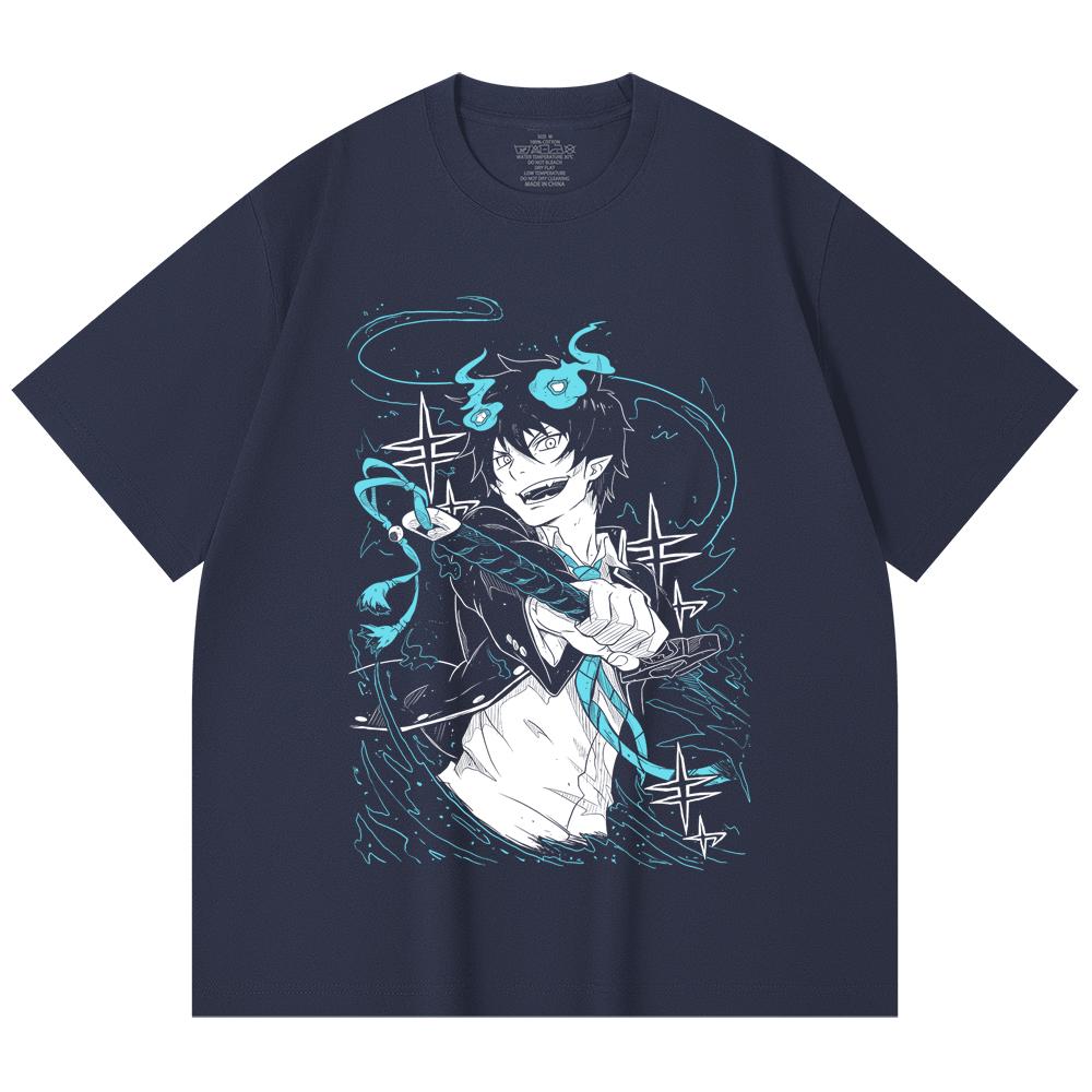 230 Gsm 100% Cotton Blue Exorcist V1 Rin Print Unisex Heavy Cotton T Shirt