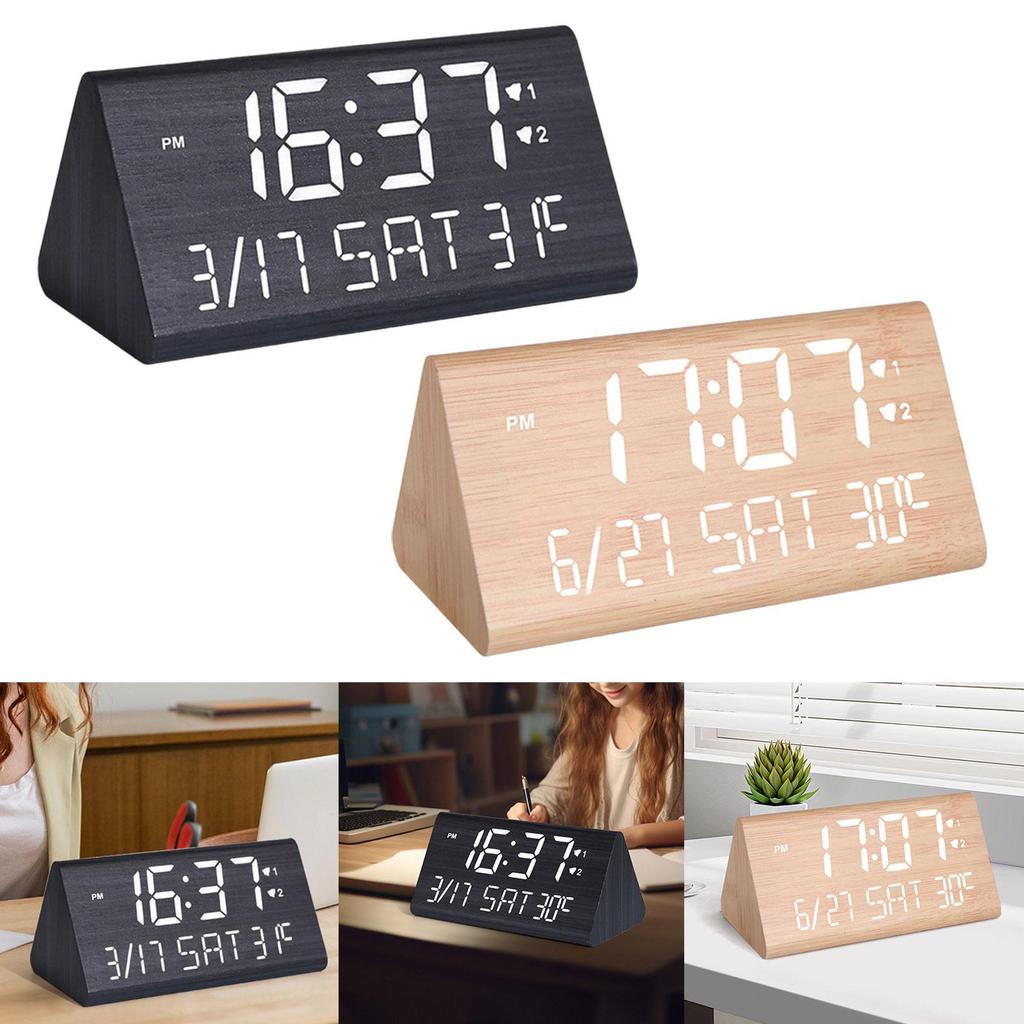 Digital Alarm Clock, Bedroom Alarm Clock, Wooden, Wood Decor