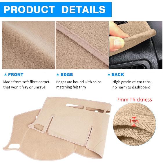 Dashboard Cover Fit for Honda Pilot 2002 2003 2004 2005 2006 2007 2008 Dash Cover Mat Pad Carpet Protector (Beige)