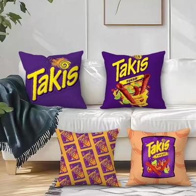Chili Pattern T-Takis Chips Cushion Cover Square Sofa Cushion Cover Casual Skin-Friendly Comfortable Pillow Cover