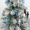 A Set Shiny Finish Christmas Ball Ornament Glitter Effect Sequined Design Finial Drop Ornament Xmas Tree Decor Party Supplies