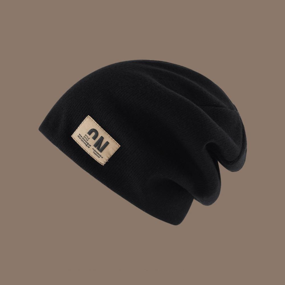 Coldproof Plush Beanies Hats Thickened Letter Pullover Hats Fashion Fleece Knit Beanies  Autumn