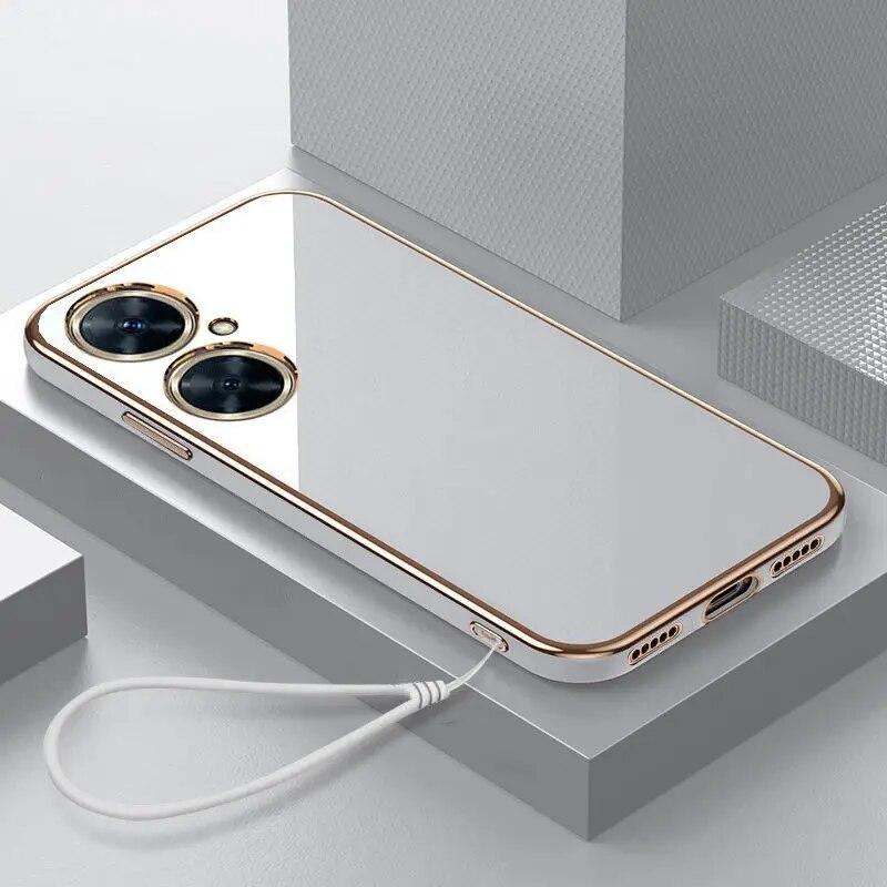 

Чехол для Huawei nova 11i, чехол для Huawei nova 11i MAO-LX9, чехол для телефона Huawei Nova11i, роскошный противоударный чехол с квадратным покрытием For Huawei nova 11i&Case & Strap снег белый