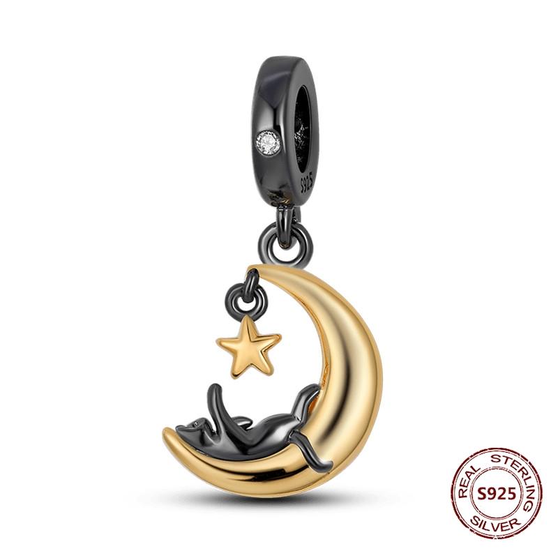 Copper Original Dog Cat Safety Chain Lazy Cat Pink Zircon Pet Paw Print Footprint Charms Fit Bracelet For Women Diy Jewelry