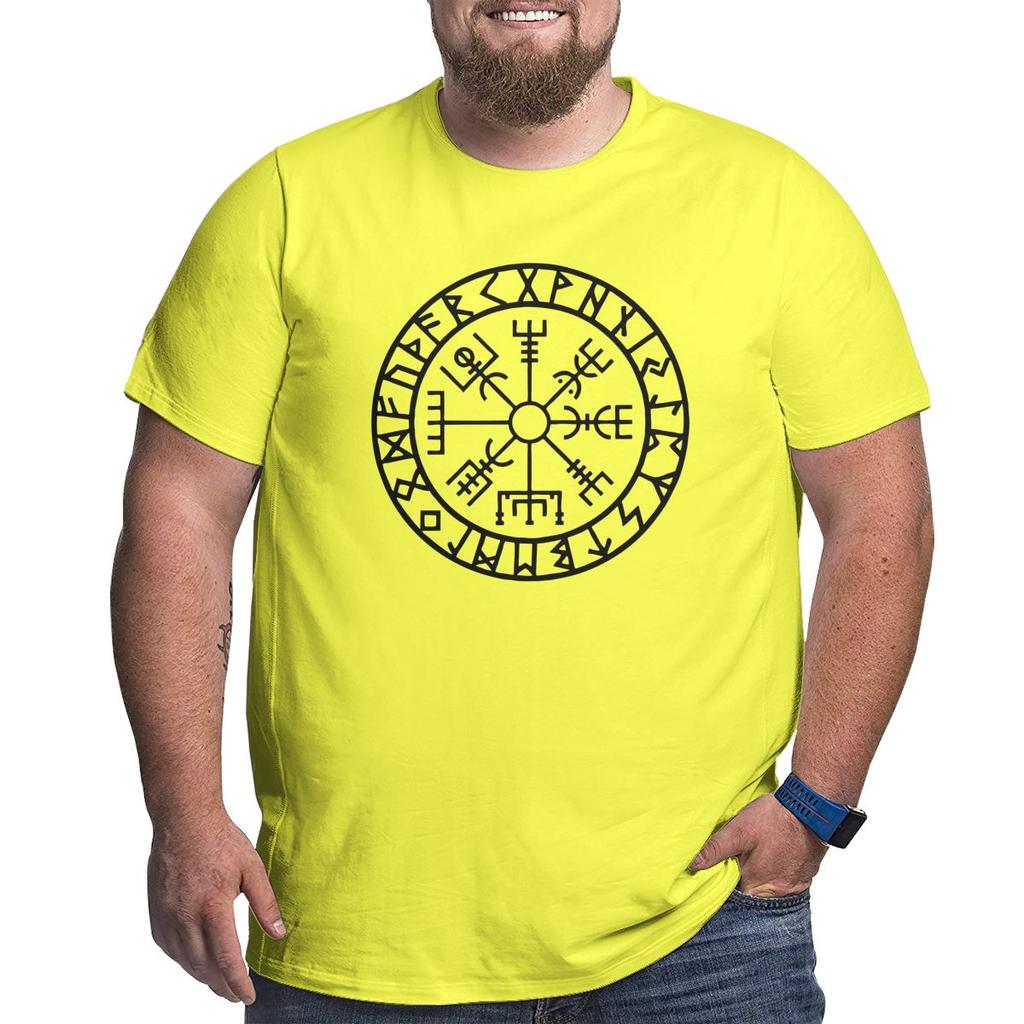 Vegvisir Futhark Runes Navigator T Shirt for Men Valhalla T-Shirt Big Tall Tee Clothing Plus Size Big Size Large 4XL 5XL 6XL