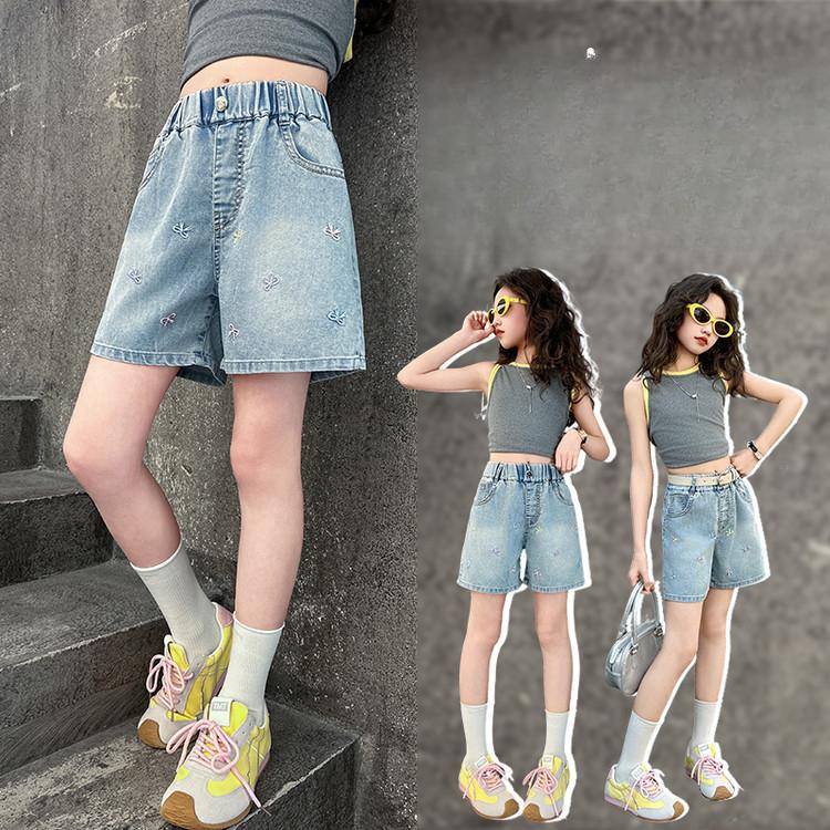 Summer Girls' Shorts Summer Jean Children's Clothing Thin and Loose Pants Children's Shorts Denim Shorts