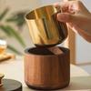 Solid Wood with Lid Ashtray for Home Living Room, Stainless Steel Inner Container, Luxurious and Retro Style Ashtray, Dust-proof