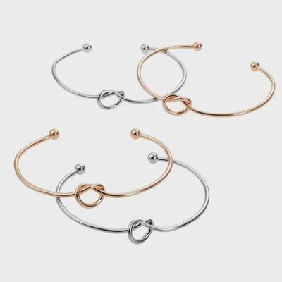 Roségoldener Herzknoten-Armreif - Vielseitiger europäischer & amerikanischer offener Armreif für Frauen