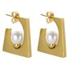 Retro Gold-Plated Geometric Pearl Earrings for Women