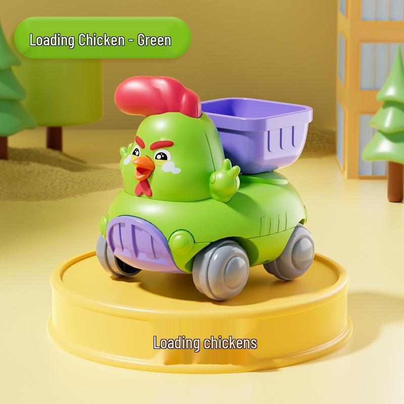Inertial Pull-back Cartoon Engineering Vehicle Toy - Cute Chicken Excavator for Kids
