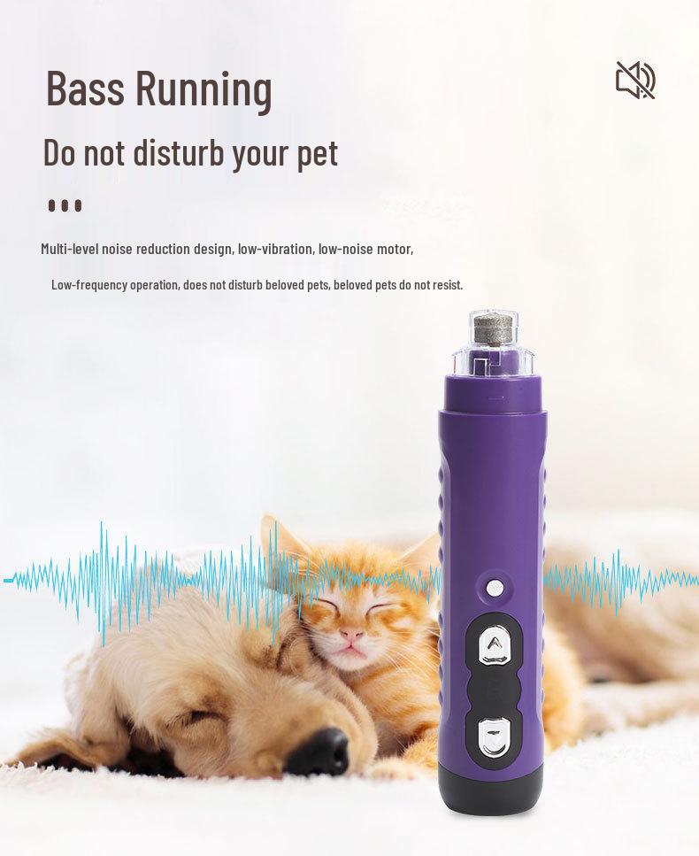 Rechargeable Pet Nail Grinder: Electric Trimmer for Large Dogs & Cats with Light, Low Vibration & Low Noise